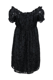 Current Boutique-Anna Sui - Black Off-the-Shoulder Lace Babydoll Dress Sz M