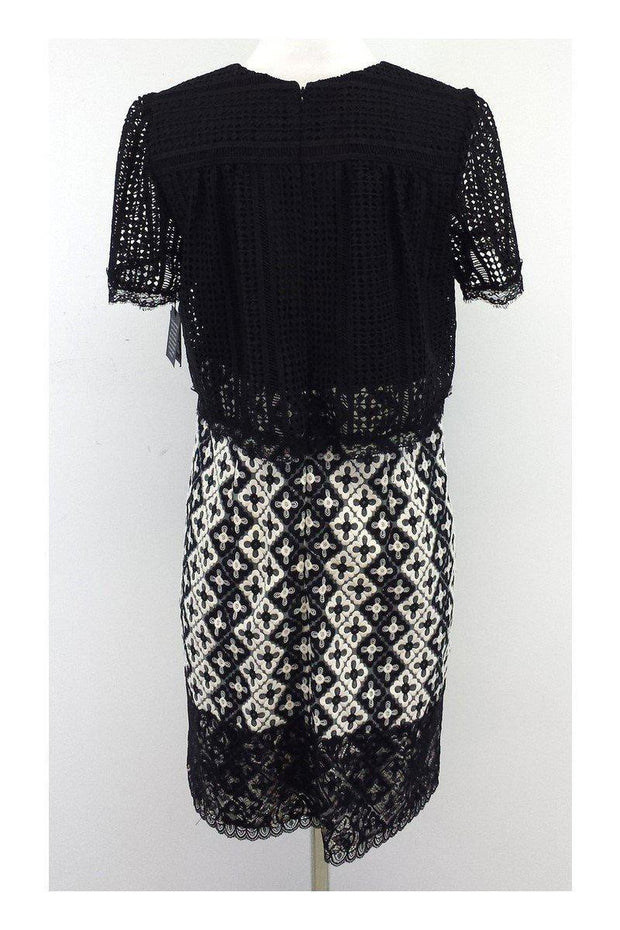 Current Boutique-Anna Sui - Black & White Floral & Geo Eyelet Dress Sz 6