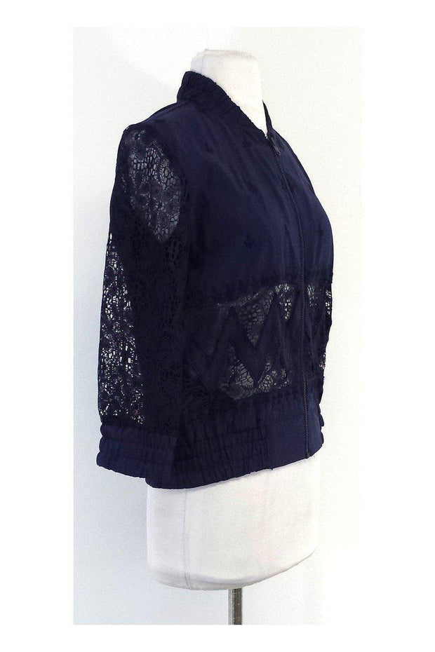 Current Boutique-Anna Sui - Navy Embroidered Jacket Sz 0