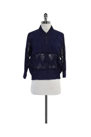 Current Boutique-Anna Sui - Navy Embroidered Jacket Sz 0