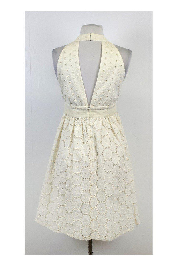 Current Boutique-Anna Sui - White Floral Eyelet Cutout Dress Sz 2