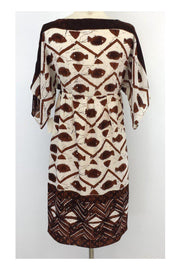 Current Boutique-Anna Sui for Anthropologie - Brown & Ivory Print Silk Dress Sz 2