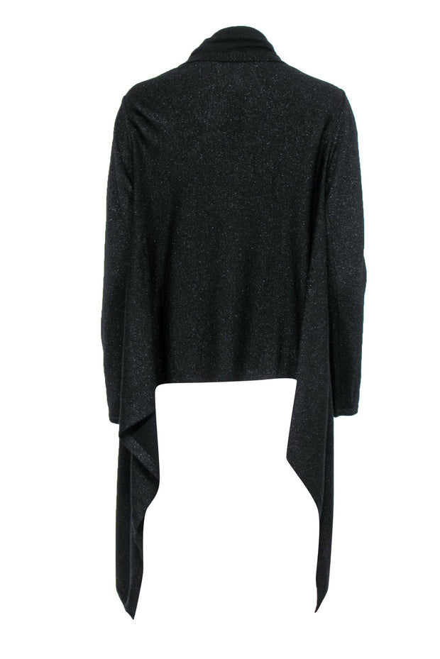 Current Boutique-Anne Fontaine - Black Sparkly Draped Open Cardigan Sz 10