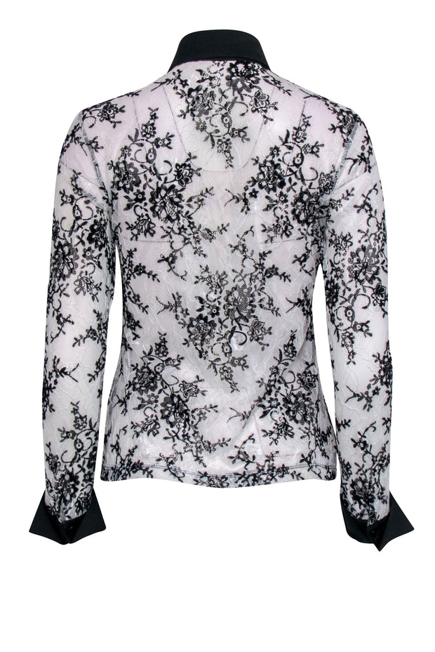Current Boutique-Anne Fontaine - Black & White Floral Lace Top Sz XS/S