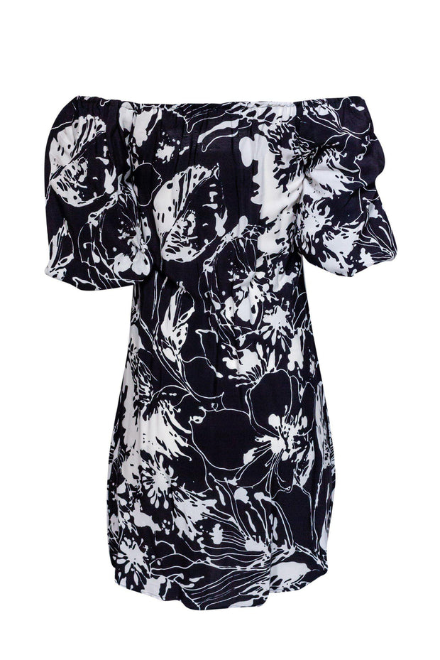 Current Boutique-Anne Fontaine - Black & White Floral Off-the-Shoulder Dress Sz 4