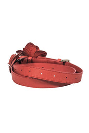 Current Boutique-Anne Fontaine - Orange Leather Belt w/ Flowers