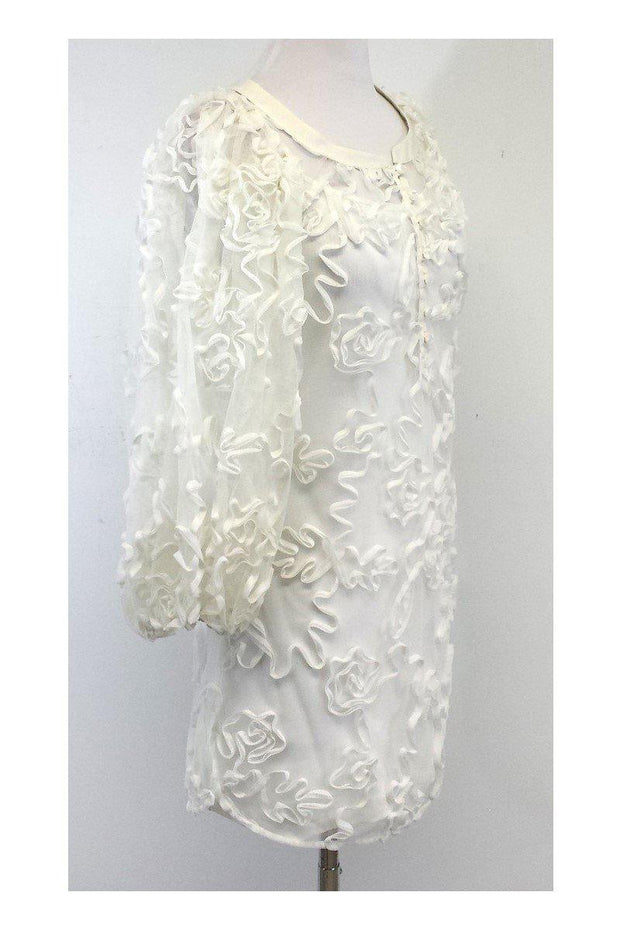 Current Boutique-Anne Fontaine - White 3D Swirl Print Tunic Sz 6