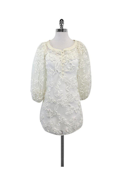 Current Boutique-Anne Fontaine - White 3D Swirl Print Tunic Sz 6