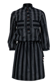 Current Boutique-Annelore - Black Dot Patterned Shirt Dress w/ Wooden Buttons Sz 4