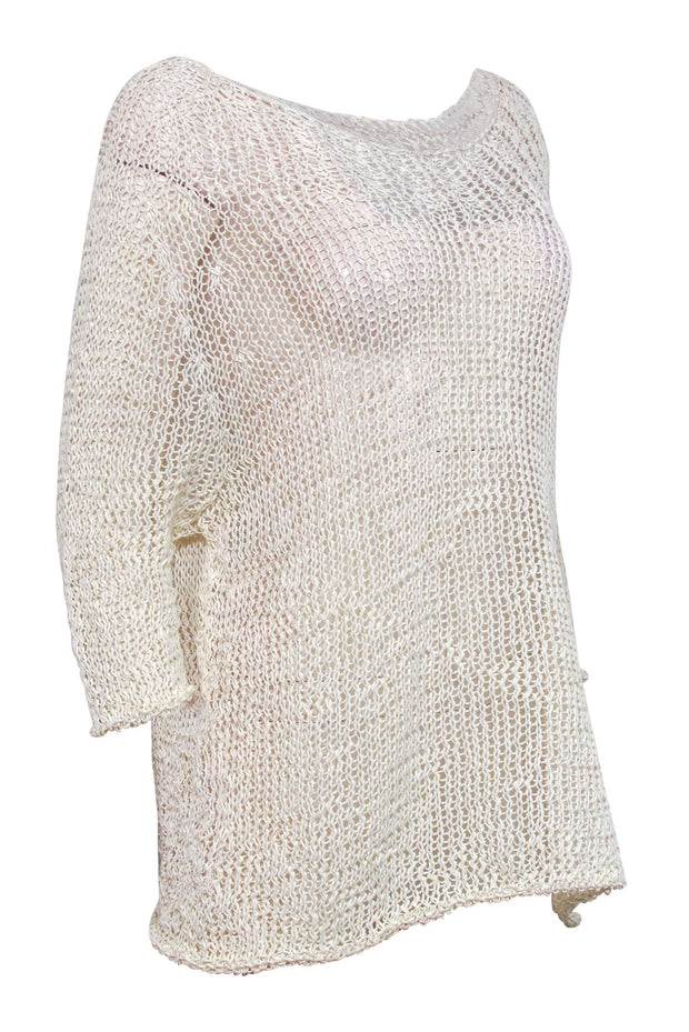Current Boutique-Annette Görtz - Cream Open Knit Cotton Blend Sweater Sz S