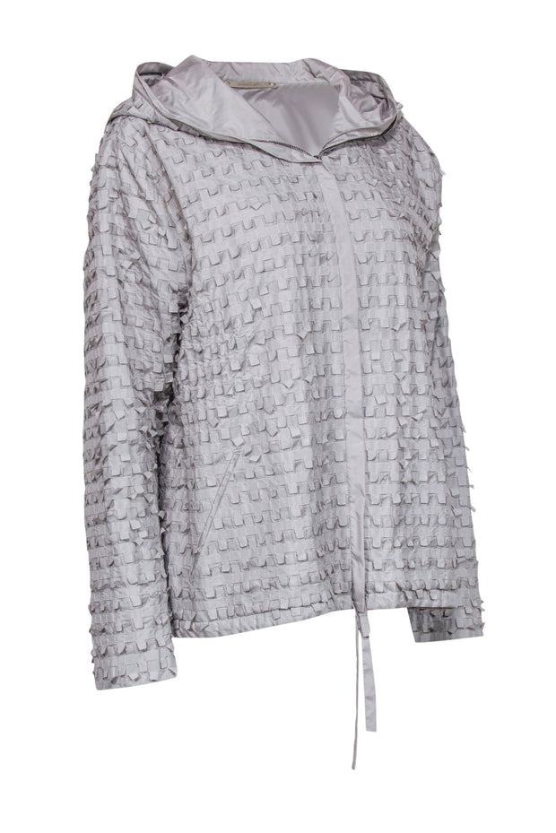 Current Boutique-Annette Gortz - Grey Cotton Textured Light Weight Jacket w/ Hood Sz XL