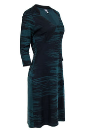 Current Boutique-Anni Kuan - Green & Black Print Stretch Knit Midi Dress Sz M