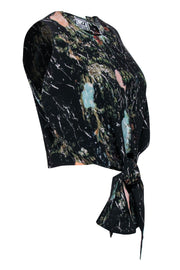 Current Boutique-Annitian - Black Sleeveless Silk Blouse w/ Abstract Pattern OS