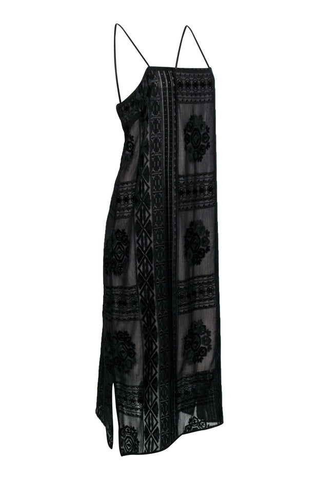 Current Boutique-Anthropologie - Black Sleeveless Embroidered Maxi Dress Sz L