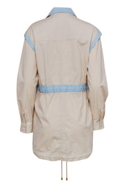 Current Boutique-Anthropologie - Cream & Light Blue Colorblocked Zip-Up Utility-Style Jacket Sz XS