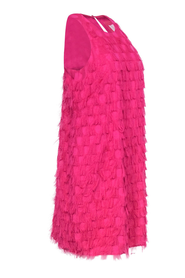 Current Boutique-Anthropologie - Fuchsia Fringed Polka Dot Embossed Sleeveless Shift Dress Sz 6