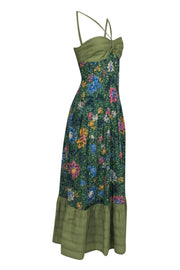 Current Boutique-Anthropologie - Green & Multicolor Floral Print Cotton Maxi Dress Sz 6