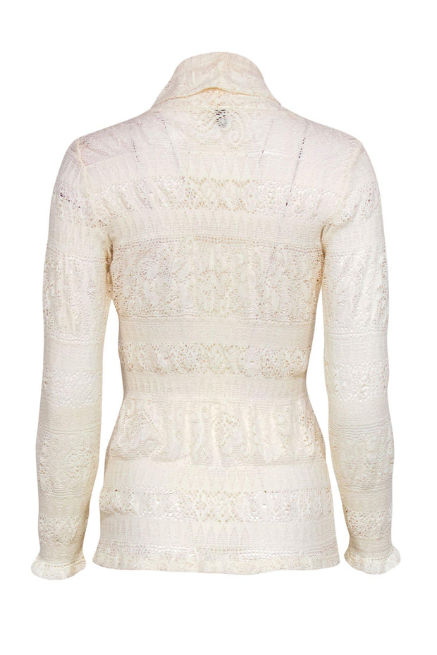 Current Boutique-Anthropologie - Ivory Lace & Pointelle Long Sleeve Knit Turtleneck Top Sz XS