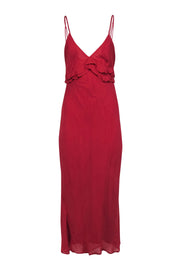 Current Boutique-Anthropologie - Red Ruffled Maxi Slip Dress Sz 8