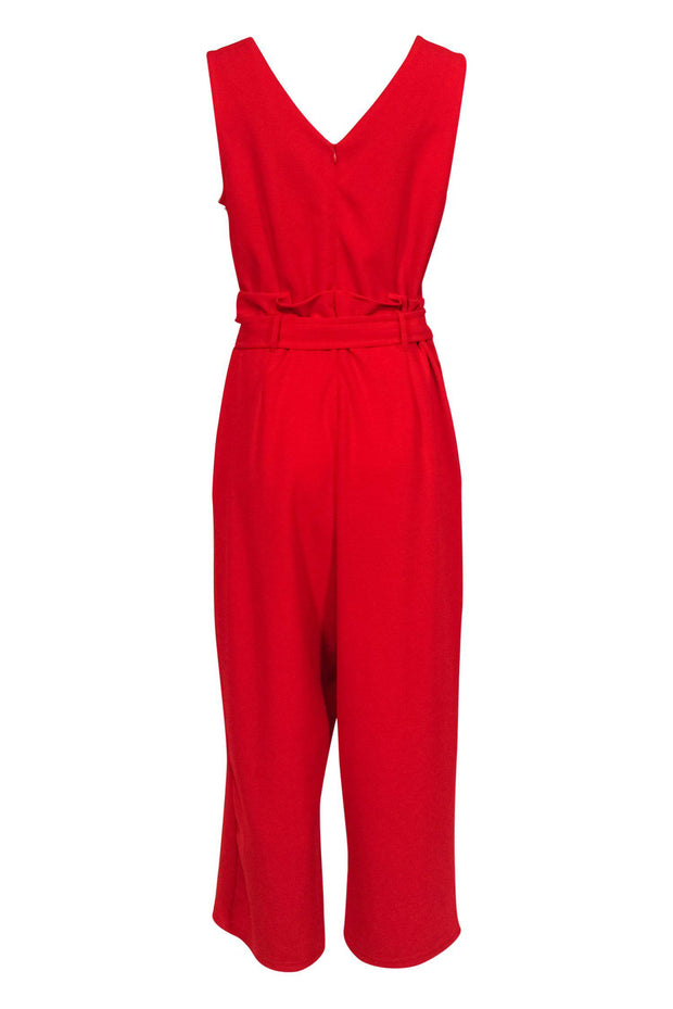 Current Boutique-Anthropologie - Red Sleeveless Wide Leg Jumpsuit w/ Tie Belt Sz L