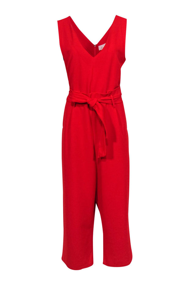 Current Boutique-Anthropologie - Red Sleeveless Wide Leg Jumpsuit w/ Tie Belt Sz L