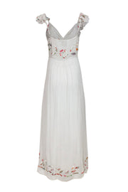 Current Boutique-Anthropologie - White Floral Embroidered Sleeveless Maxi Dress Sz 12