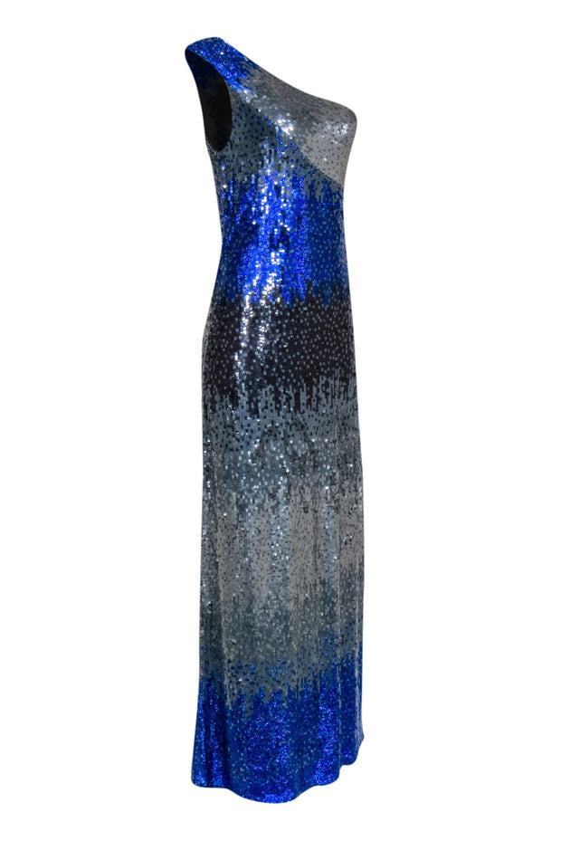 Current Boutique-Antik Batik - Blue & Silver Ombre Sequin Gown Sz S