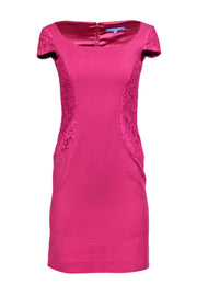 Current Boutique-Antonio Melani - Hot Pink Sheath Dress w/ Lace Paneling Sz 0