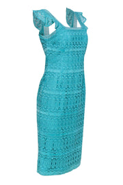 Current Boutique-Antonio Melani - Turquoise Lace Sleeveless Ruffled Midi Dress Sz 4