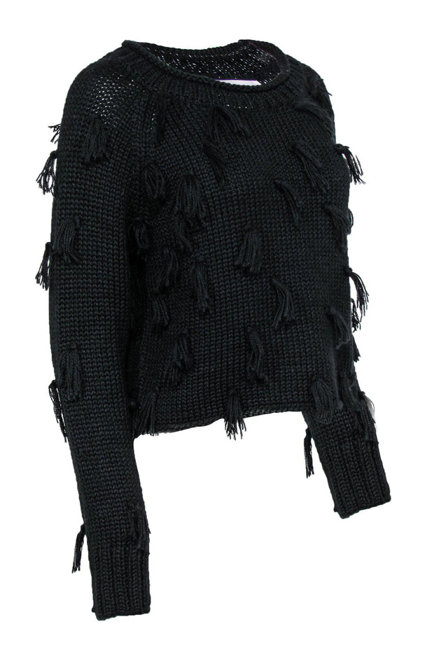 Current Boutique-Apiece Apart - Black Knit Fringe Sweater Sz S