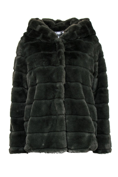 Current Boutique-Apparis - Green Faux Fur Coat w/ Hood Sz M