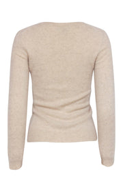 Current Boutique-Aqua Cashmere - Beige Fuzzy V-Neck Cashmere Sweater Sz M