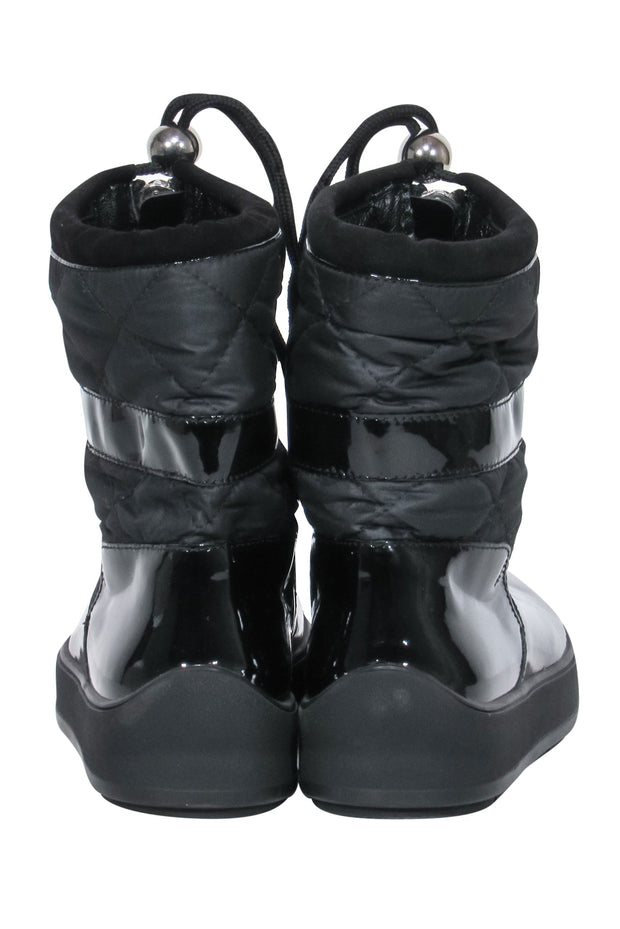 Current Boutique-Aquatalia - Black Patent Leather & Quilted Zippered Snow Boots Sz 7.5