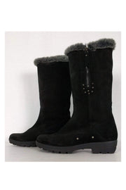 Current Boutique-Aquatalia - Black Suede Faux Fur Boots Sz 9.5