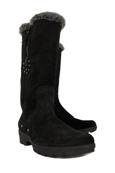 Current Boutique-Aquatalia - Black Suede Faux Fur Boots Sz 9.5