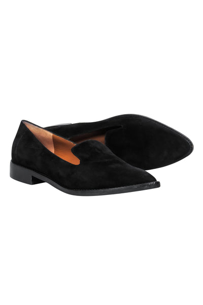 Current Boutique-Aquatalia - Black Suede Pointed Toe Loafers Sz 8