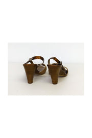 Current Boutique-Aquatalia - Bronze Leather & Canvas Heels Sz 6