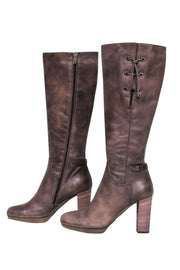 Current Boutique-Aquatalia - Brown Leather Waterproof Heeled Over-the-Knee Boots Sz 9.5