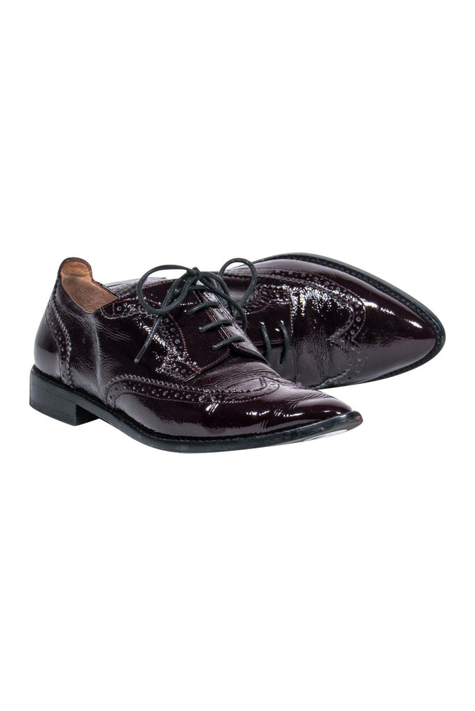 Aquatalia Dark Maroon Patent Oxfords Sz 6.5 Current Boutique