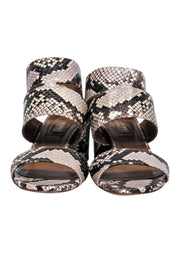 Current Boutique-Aquazzura - Beige Snakeskin Print Chunky Heel Sandal Pumps Sz 7