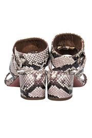 Current Boutique-Aquazzura - Beige Snakeskin Print Chunky Heel Sandal Pumps Sz 7