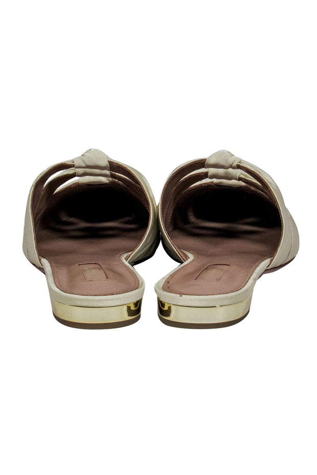 Current Boutique-Aquazzura - Cream & Black Pointed Toe Slip On Mules w/ Bows Sz 10.5