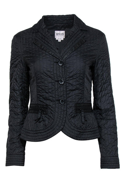 Current Boutique-Armani Collezioni - Black Blazer-Style Quilted Jacket Sz 2