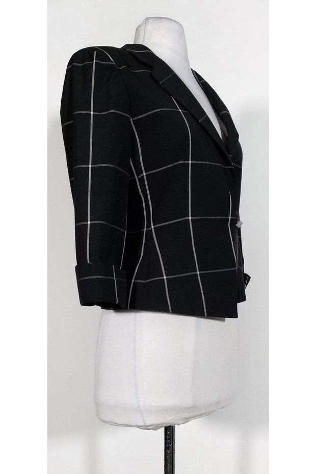 Current Boutique-Armani Collezioni - Black Checkered Pattern Blazer Sz 4