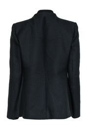 Current Boutique-Armani Collezioni - Black Cotton & Silk Textured Blazer w/ Double Collar Sz 14