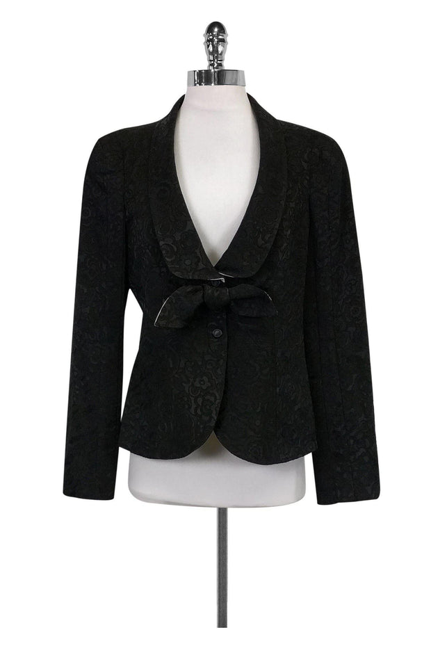 Current Boutique-Armani Collezioni - Black Floral Blazer Sz 12