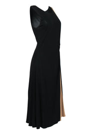Current Boutique-Armani Collezioni - Black Gathered Side Tank Dress w/ Nude Slit Sz 12