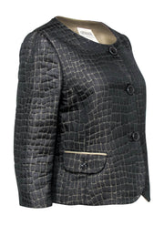 Current Boutique-Armani Collezioni - Black & Gold Textured Button-Up Jacket Sz 10