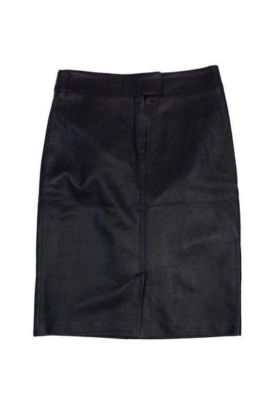 Current Boutique-Armani Collezioni - Black Leather Pencil Skirt Sz 8