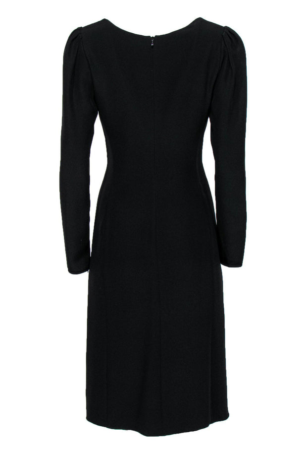 Current Boutique-Armani Collezioni - Black Long Sleeve Dress w/ Buttons & Ruching Sz 6